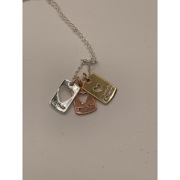 Mother Daughter Necklace Heart Charms Friendship Symbol Unwritten Brand - Picture 2 of 6